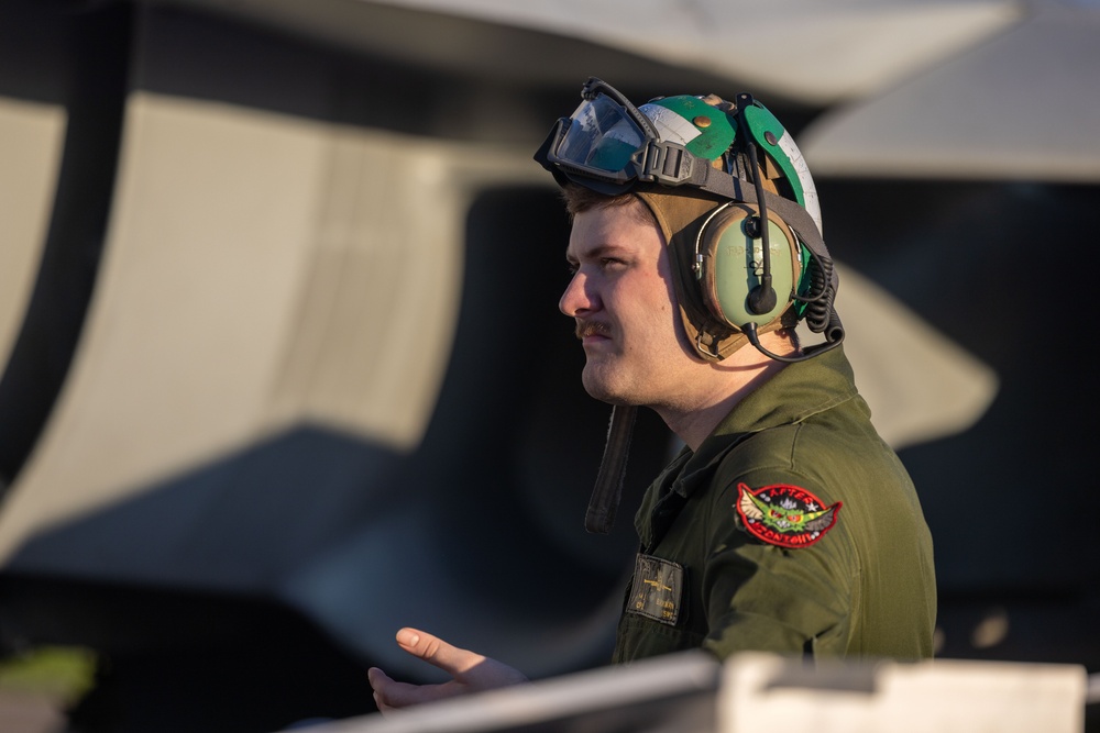 U.S. Marine Corps F/A-18 Hornets Fly Out of South Korea