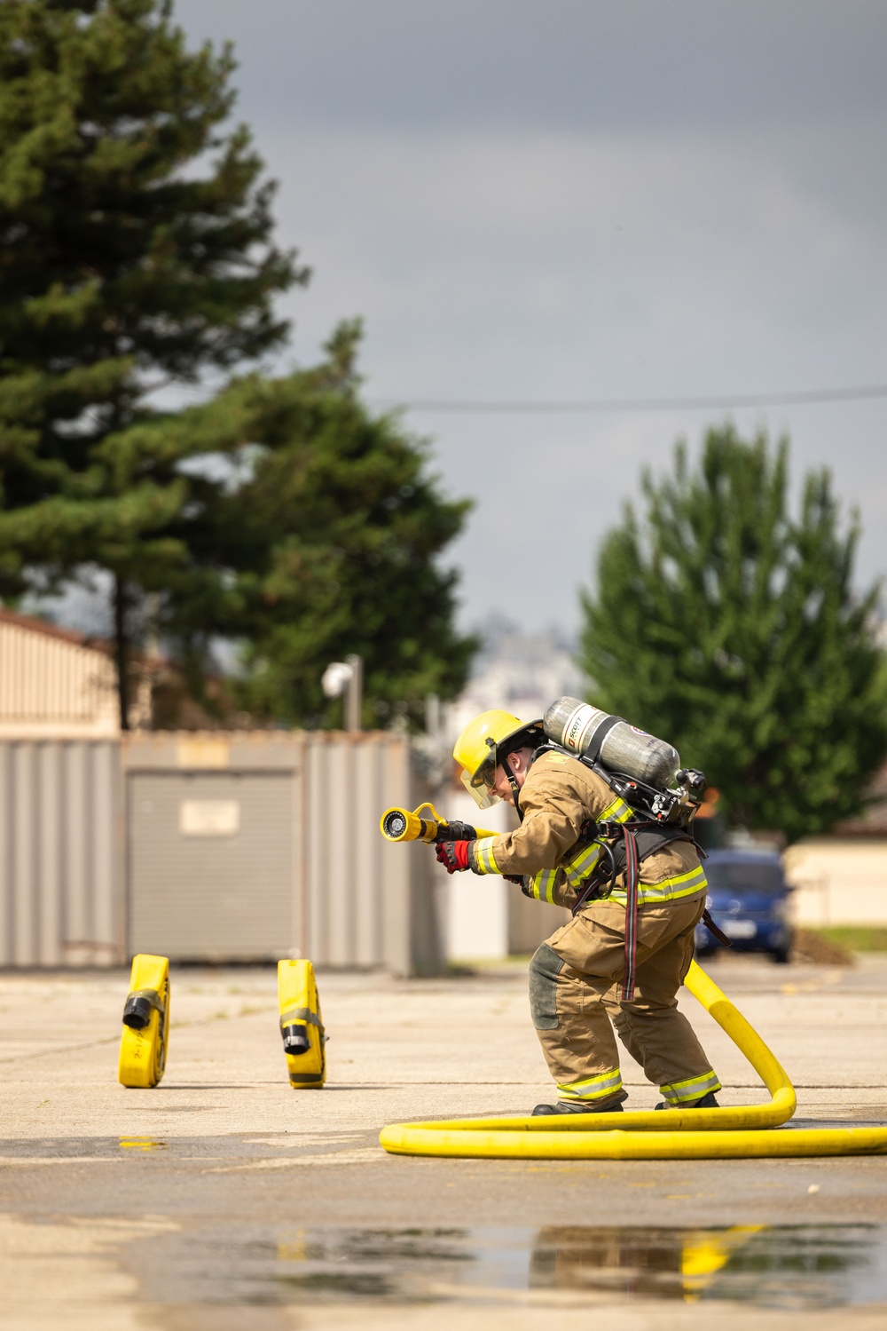 U.S. Marines with MWSS-171 and MCAS Iwakuni H&amp;HS Participate in an Aircraft Rescue and Firefighting Themed Workout at Suwon AB