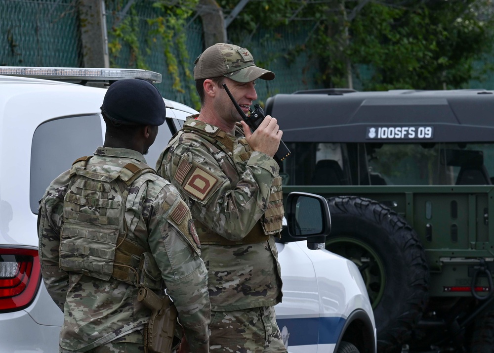 Day in the Life: 100th ARW command team joins the 100th SFS for a gate-runner exercise