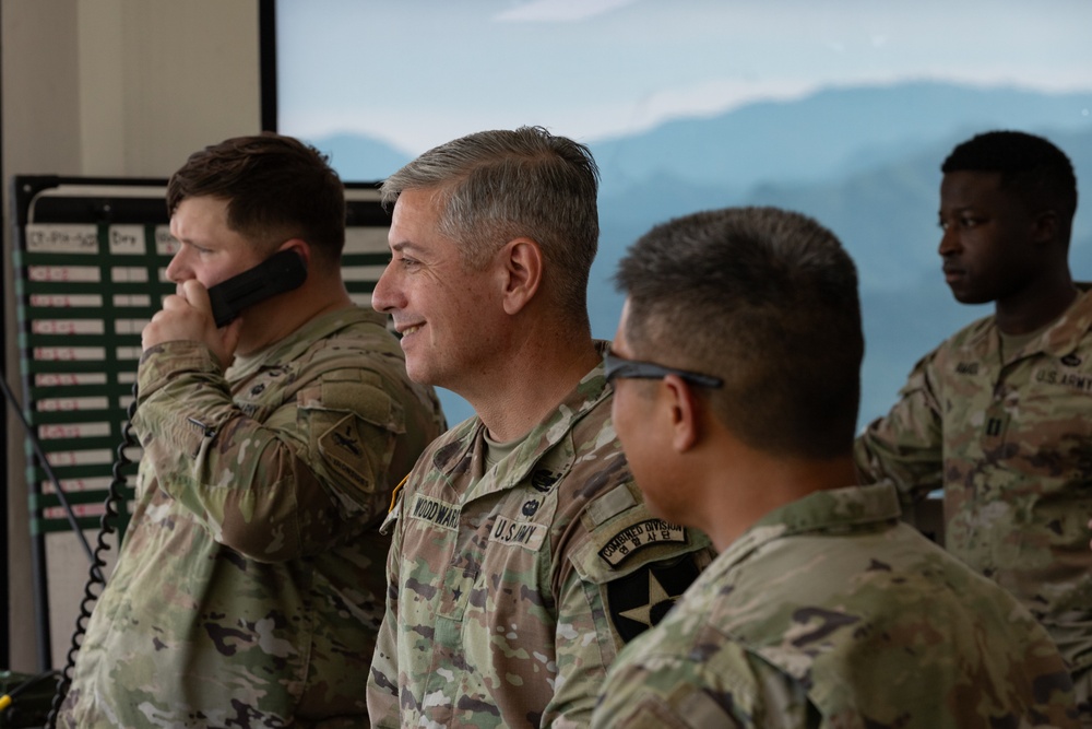 Brig. Gen. Scott C. Woodward observes M2 Bradley zeroing qualification table during Operation Pacific Fortitude