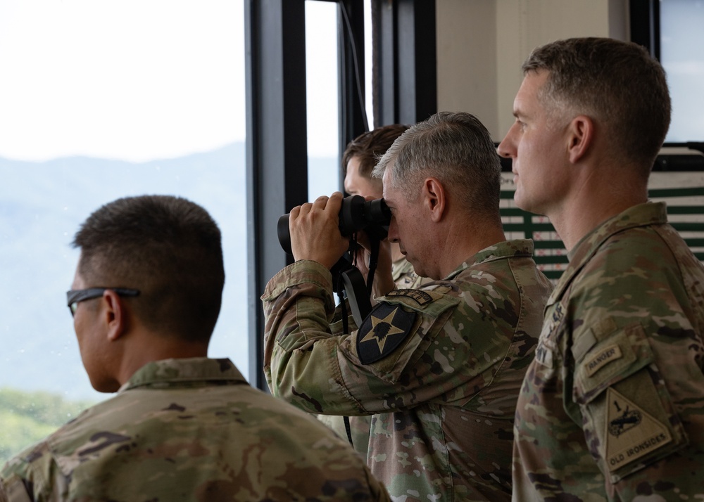 Brig. Gen. Scott C. Woodward observes M2 Bradley zeroing qualification table during Operation Pacific Fortitude