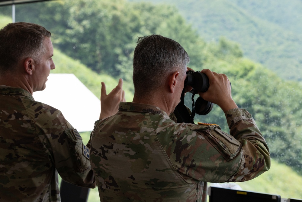 Brig. Gen. Scott C. Woodward observes M2 Bradley zeroing qualification table during Operation Pacific Fortitude