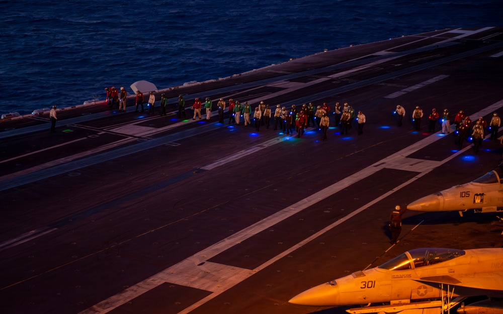 USS Carl Vinson (CVN 70) Sailors Conduct Foreign Object Debris (FOD) Walk Down