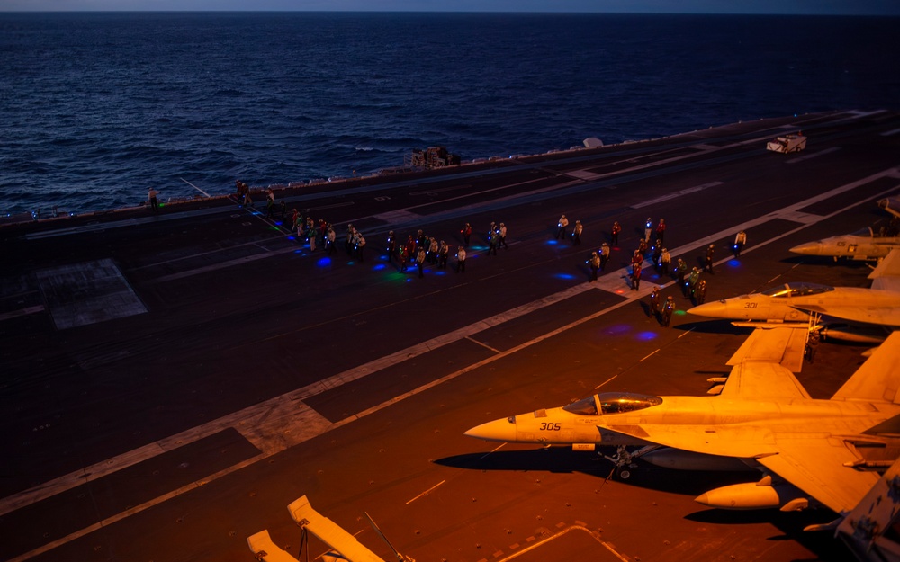USS Carl Vinson (CVN 70) Sailors Conduct Foreign Object Debris (FOD) Walk Down