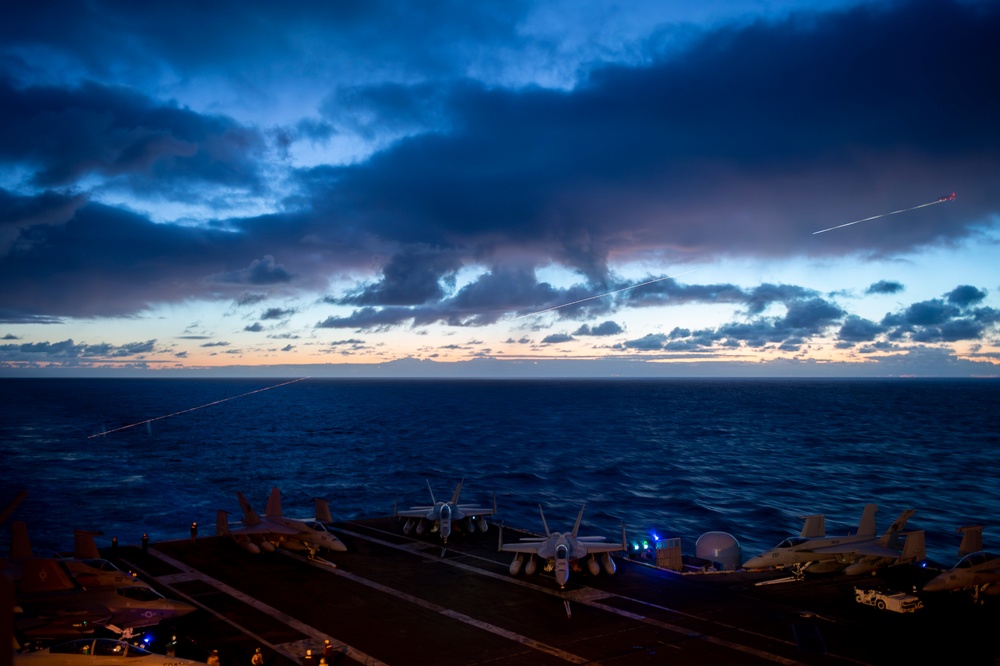 MH-60S Sea Hawk Conducts An Evening Live-Fire Exercise