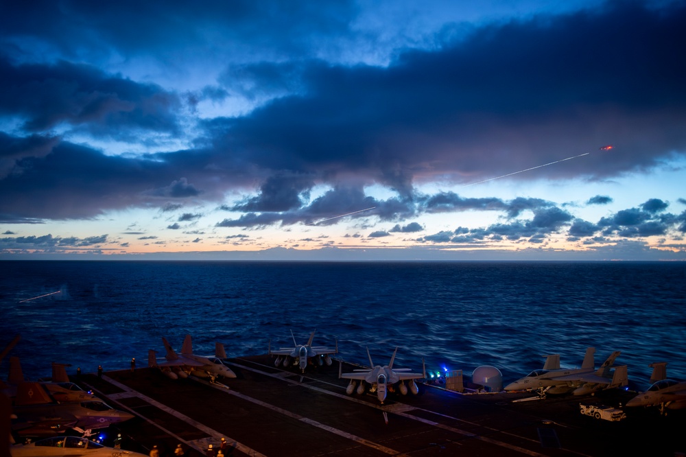 MH-60S Sea Hawk Conducts An Evening Live-Fire Exercise