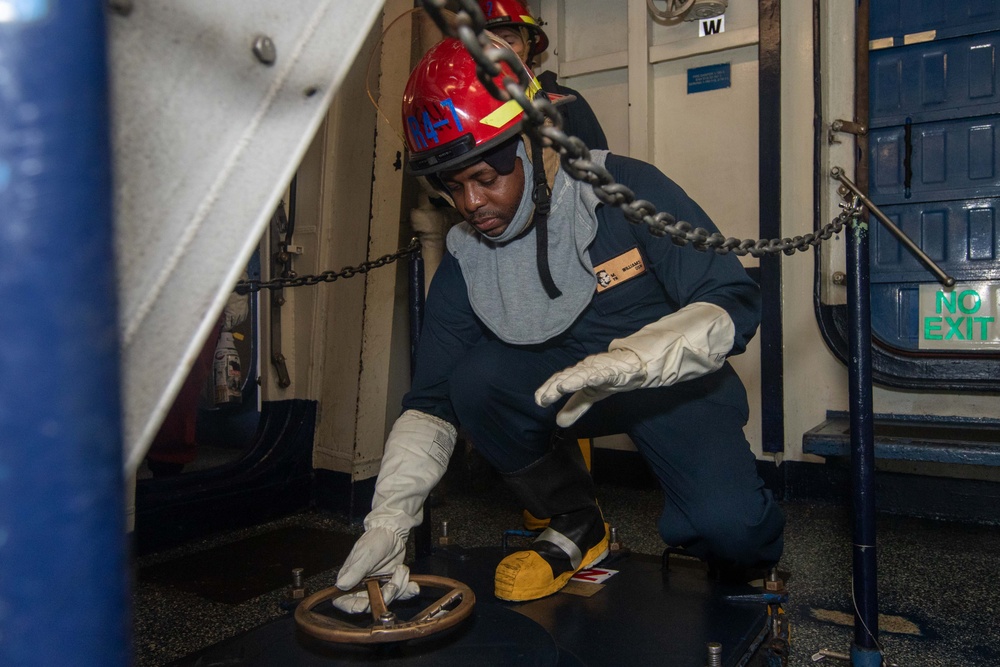 Abraham Lincoln conducts a general quarters drill