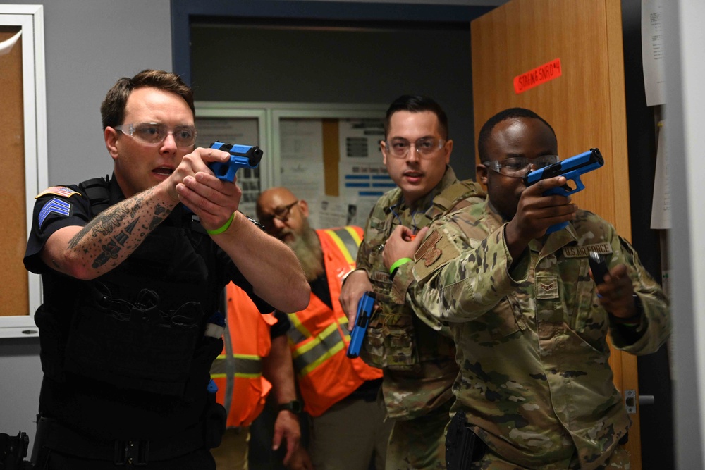 105th Base Defense Group hosts active shooter training with local law enforcement