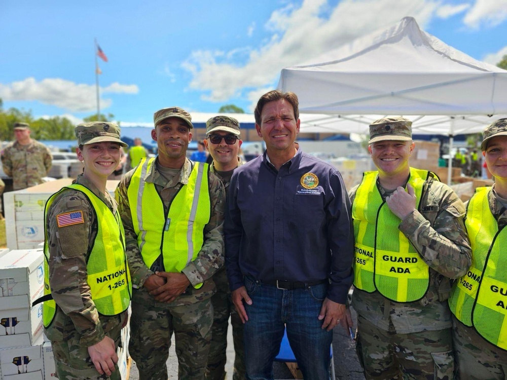 Governor DeSantis Thanks 1-265th ADA Soldiers at Perry Distribution Site