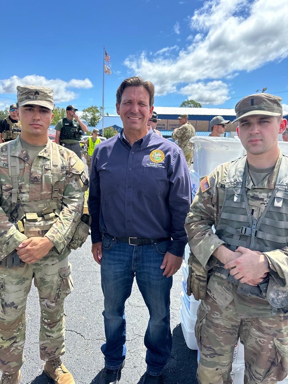 Governor DeSantis Thanks 3-265th ADA Soldiers at Perry Distribution Site