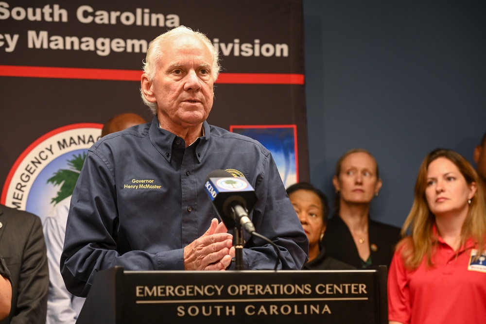 South Carolina Emergency Management Division press confrence ahead of Tropical Storm Debby