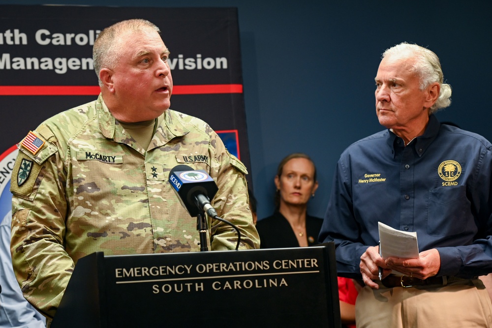 South Carolina Emergency Management Division press confrence ahead of Tropical Storm Debby