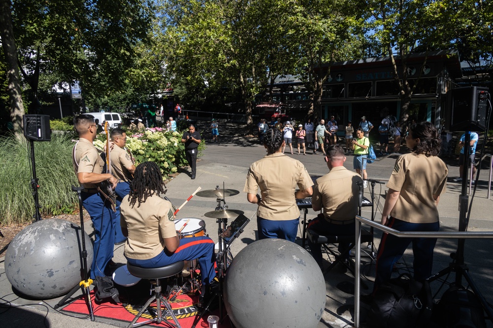 1st MARDIV Band performs at Space Needle during Seafair