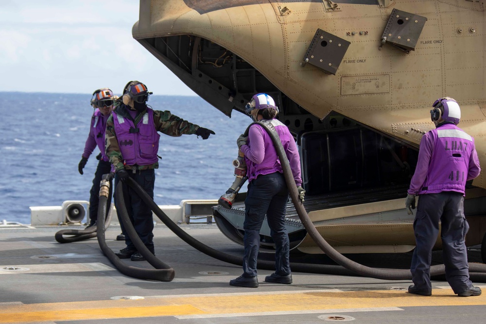 CH-47 Lands on USS Tripoli Flight Deck