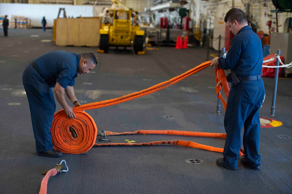 USS Tripoli Sailors Conduct Hydrostatic Test