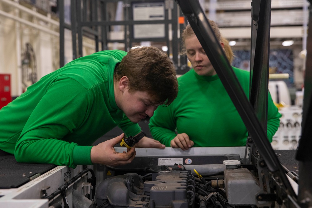 USS Tripoli Flight Deck Tractor Maintenance