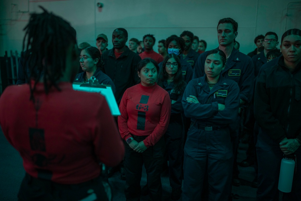 USS Tripoli Sailors Conduct Mass Egress Drill