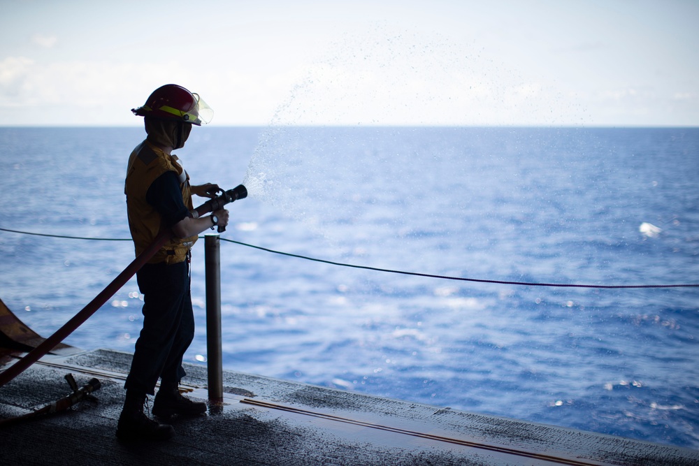 USS Tripoli Sailors Conduct Hydrostatic Test