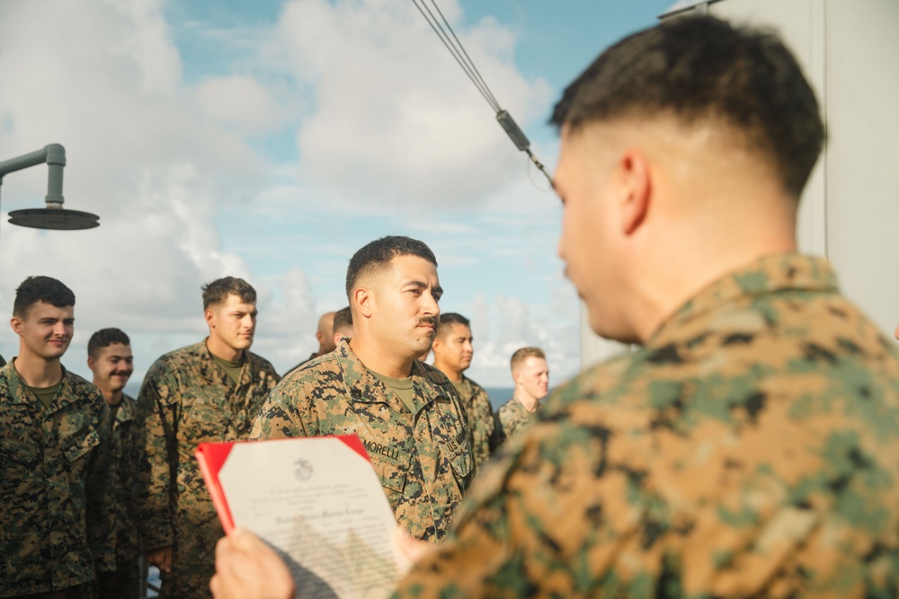 Marines First, Brothers Always: 15th MEU Marine Promotes Twin Brother During Deployment