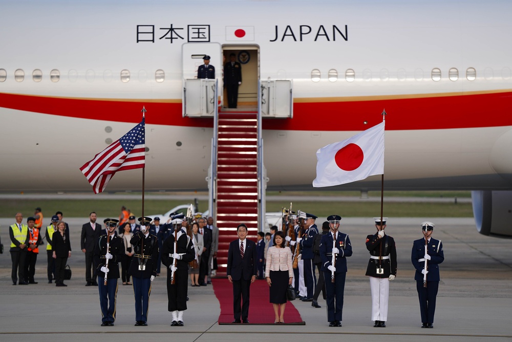 Japanese Prime Minister Arrives to Joint Base Andrews