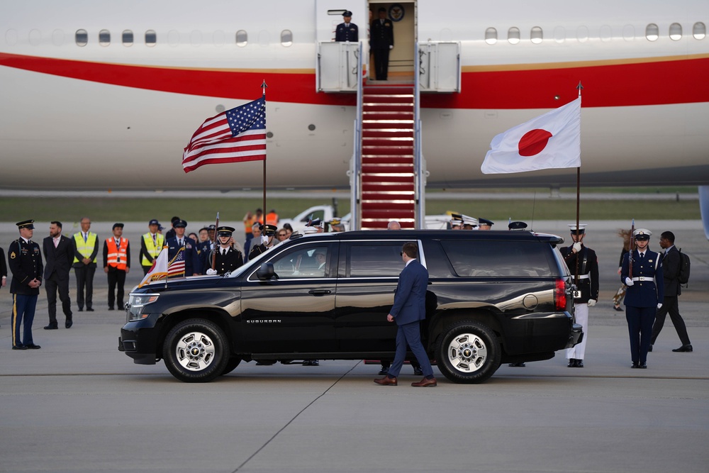 Japanese Prime Minister Arrives to Joint Base Andrews