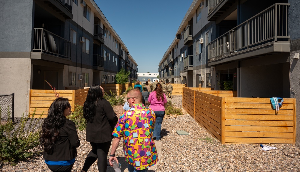 Members from the 377th Air Base Wing tour amenities at a local apartment complex during a housing visit in Albuquerque,