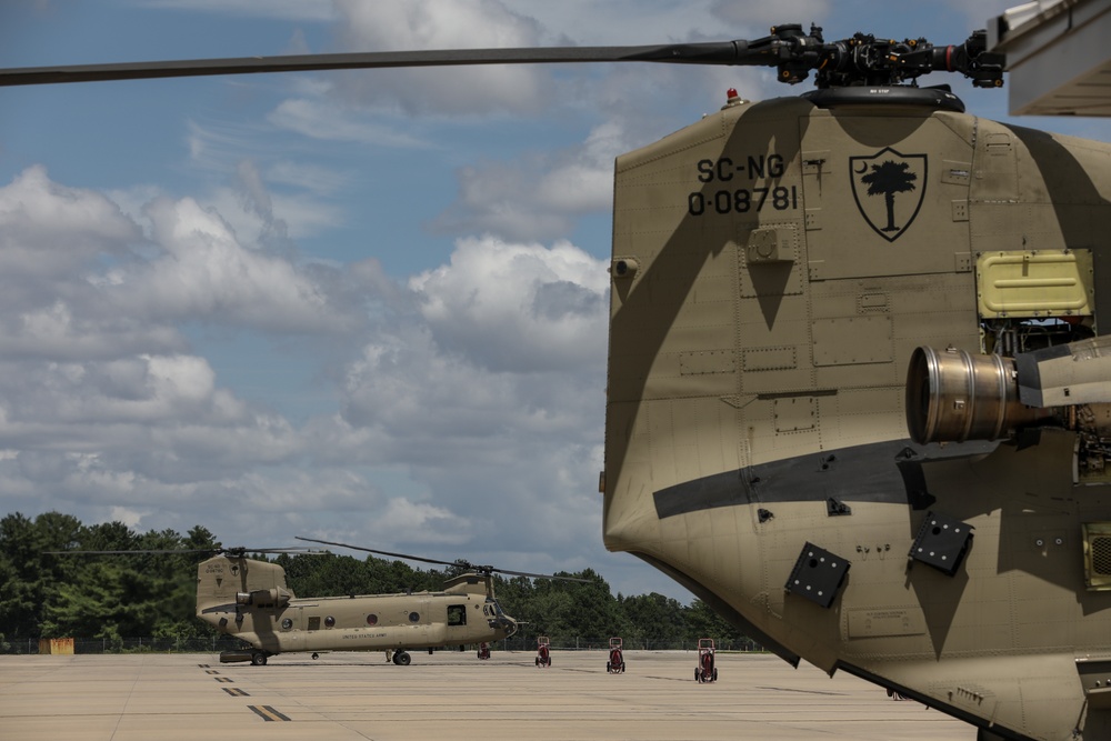 South Carolina Army National Guard aviation units prepare to support emergency response operations for Tropical Storm Debby