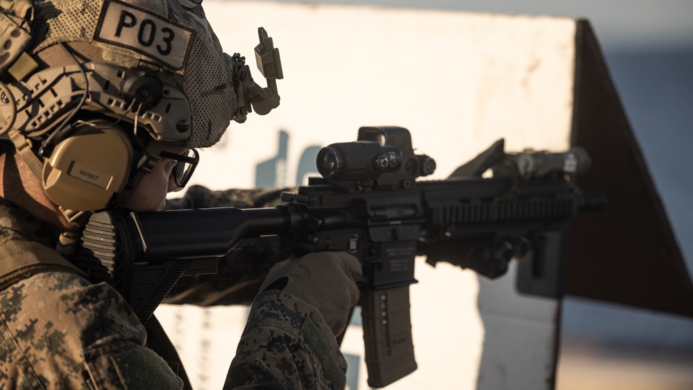 24th MEU (SOC) Marines Conduct Deck Shoot Aboard USS New York