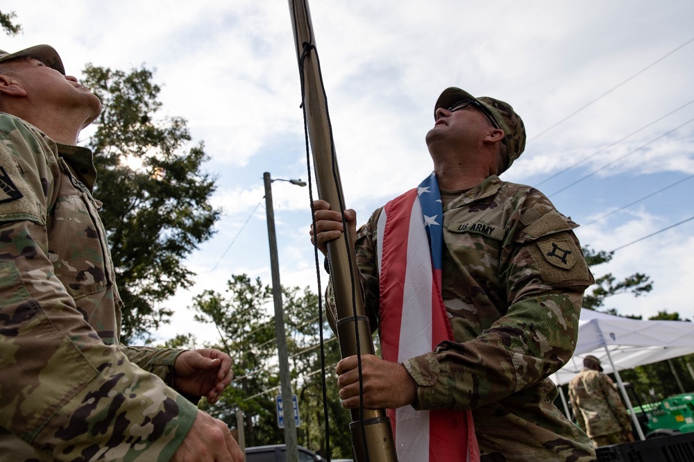 868th Engineer Co. Sets Up POD and Raises Flag in Suwannee County