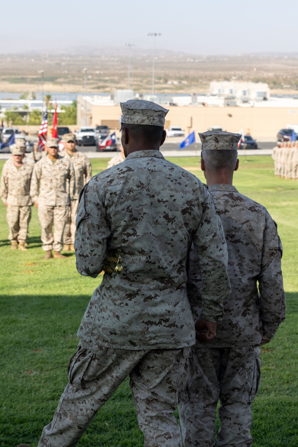 Delgadillo is relieved by Miranda as the 2/7 Sergeant Major during a relief and appointment ceremony