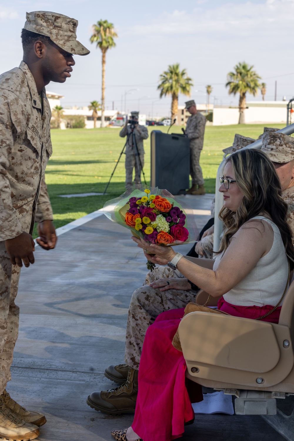 Delgadillo is relieved by Miranda as the 2/7 Sergeant Major during a relief and appointment ceremony