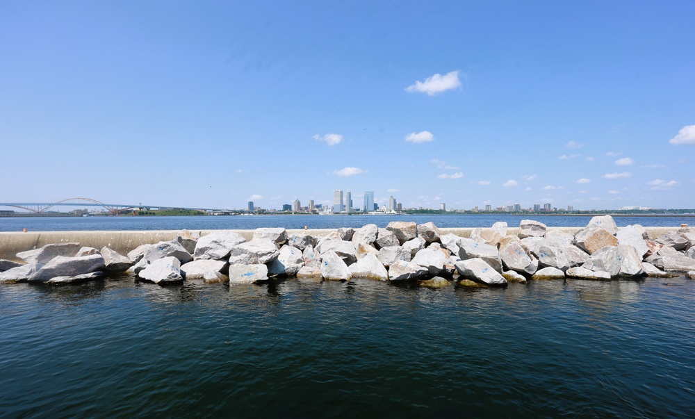 USACE Chicago, Lake Michigan Floating Plant works on Milwaukee Harbor south breakwater