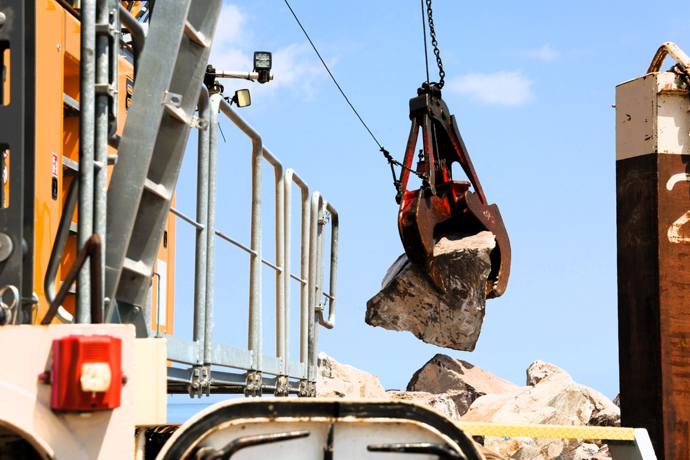 USACE Chicago, Lake Michigan Floating Plant works on Milwaukee Harbor south breakwater