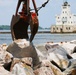 USACE Chicago, Lake Michigan Floating Plant works on Milwaukee Harbor south breakwater