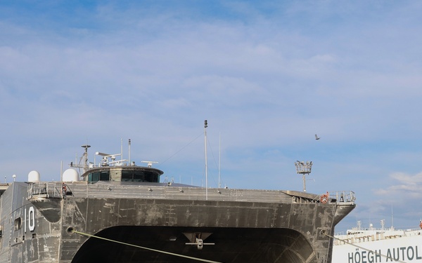 USNS Burlington (T-EPF 10) moors pierside in Cartagena, Colombia