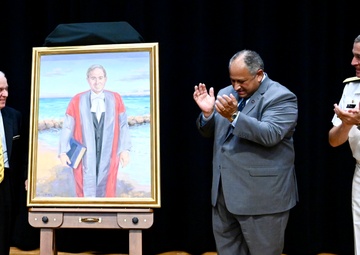 Secretary Del Toro Unveils a Portrait with Professor Emeritus John B. Hattendorf in Honor of Professor Hattendorf