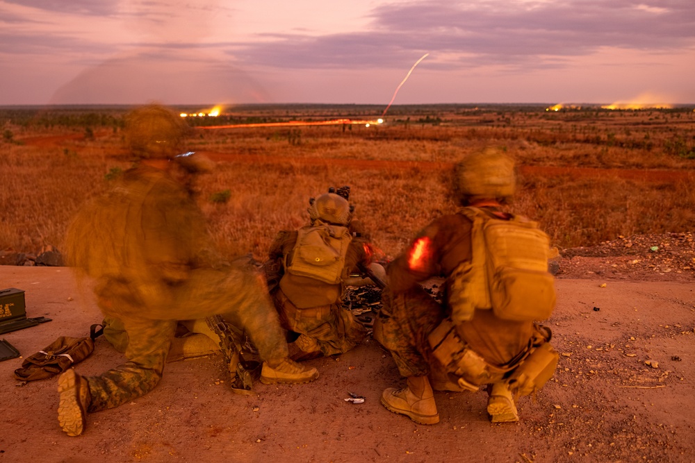 Weapons Co., 2nd Bn., 5th Marines (Rein.), participates in live fire ranges during Exercise Predator’s Run 24