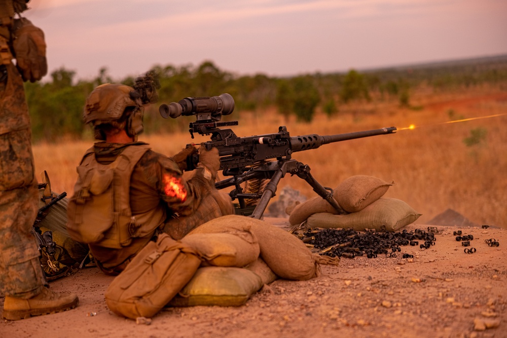 Weapons Co., 2nd Bn., 5th Marines (Rein.), participates in live fire ranges during Exercise Predator’s Run 24