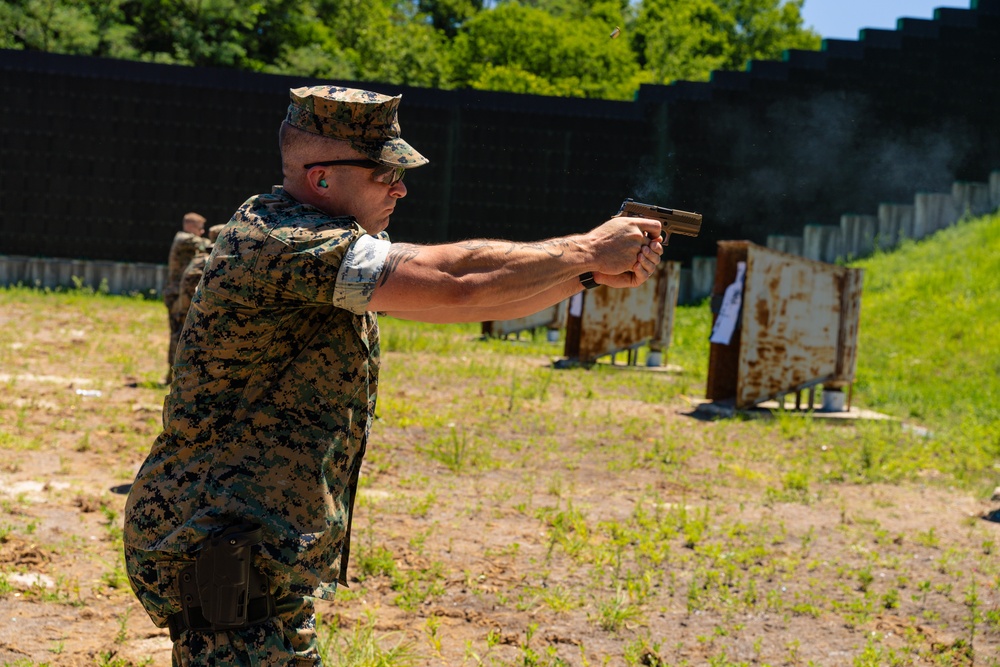 Camp Mujuk Marines and South Korean security guards conduct annual pistol qualification