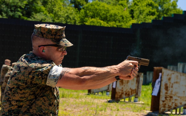 Camp Mujuk Marines and South Korean security guards conduct annual pistol qualification