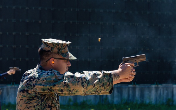 Camp Mujuk Marines and South Korean security guards conduct annual pistol qualification