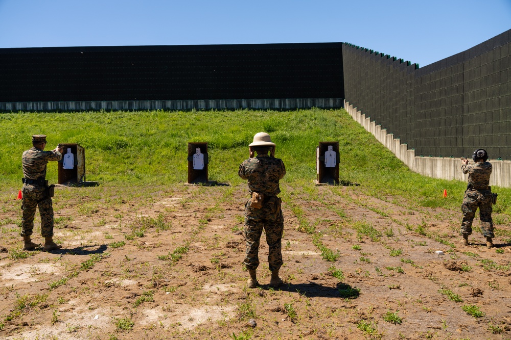 Camp Mujuk Marines and South Korean security guards conduct annual pistol qualification