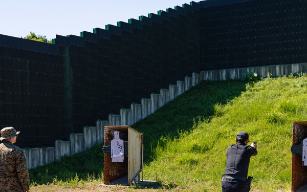 Camp Mujuk Marines and South Korean security guards conduct annual pistol qualification