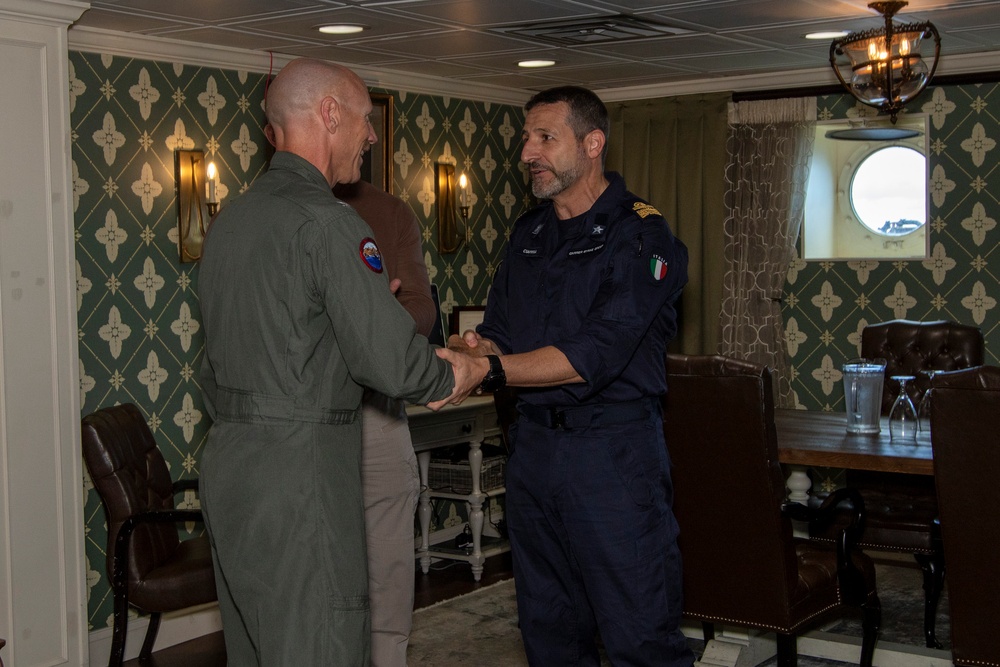 Captaincies. Riebe greets Rear Adm. Ciappina aboard Abraham Lincoln