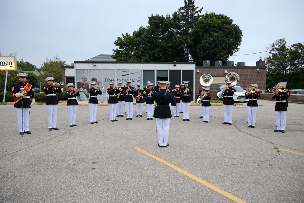 The 2nd Marine Aircraft Wing (MAW) Band performs at the opening parade of the Fergus Scottish Festival &amp; Highland Games