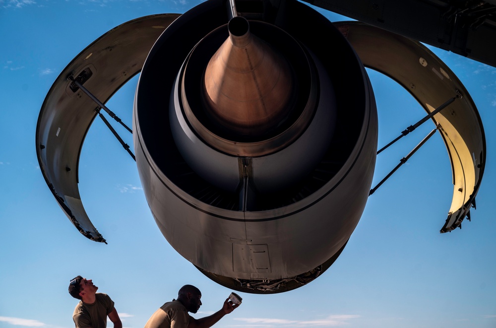 MacDill crew chiefs prepare KC-135s for aerial refueling missions during BE 24-3