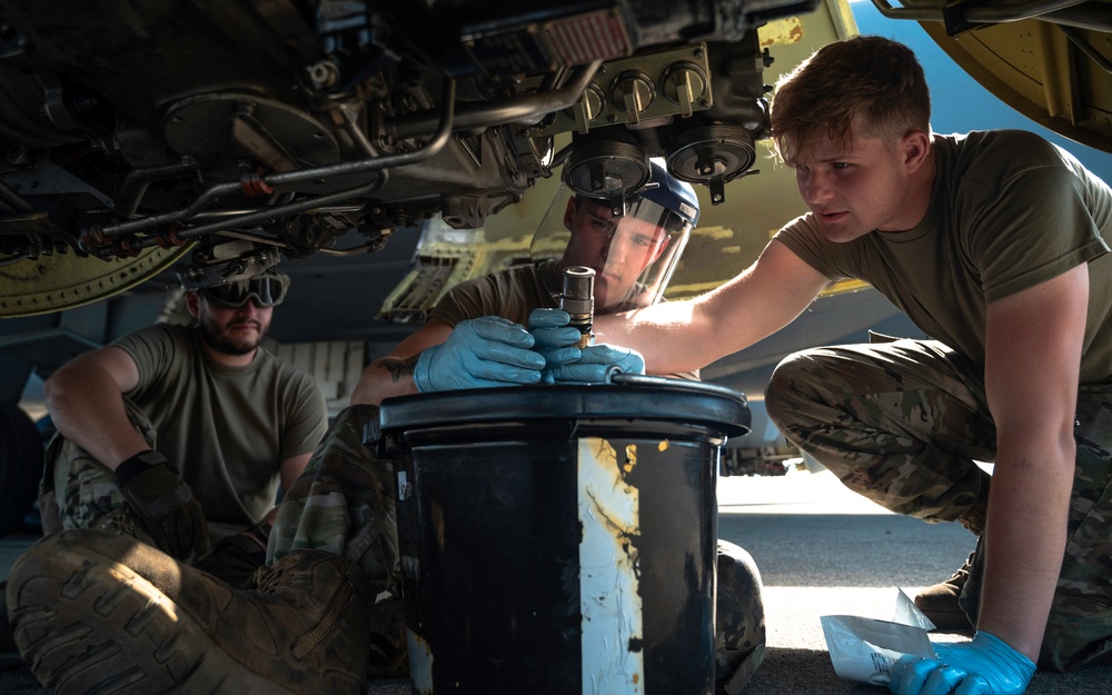 MacDill crew chiefs prepare KC-135s for aerial refueling missions during BE 24-3