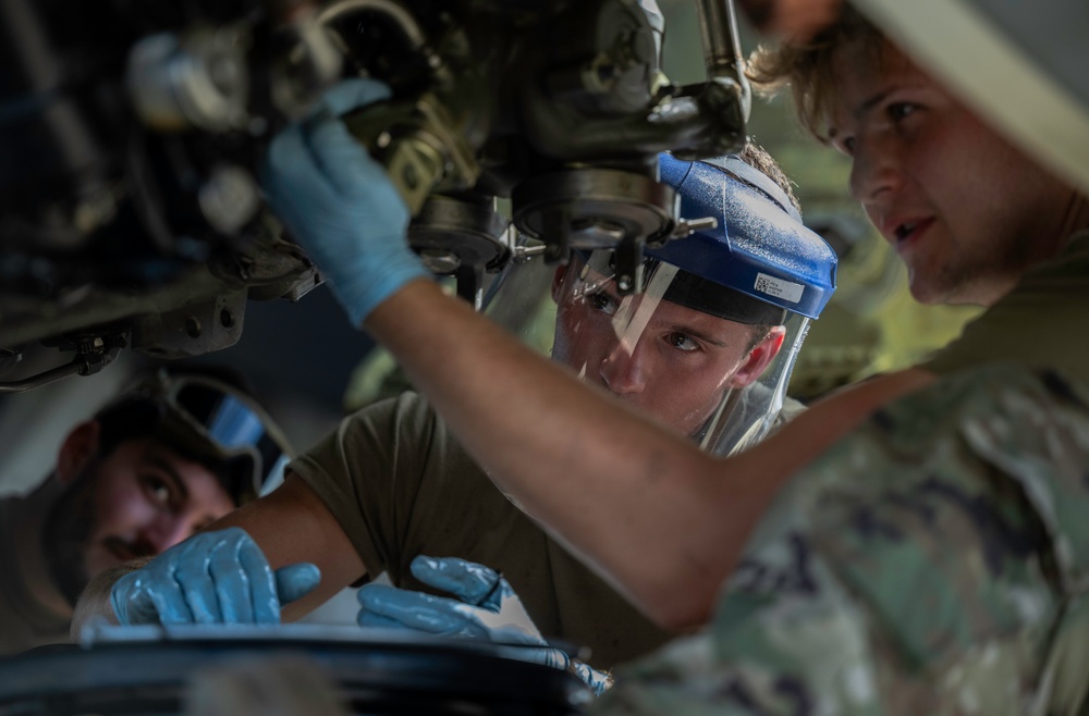 MacDill crew chiefs prepare KC-135s for aerial refueling missions during BE 24-3