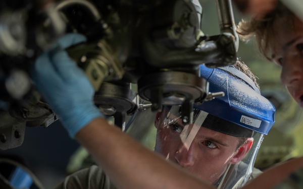 MacDill crew chiefs prepare KC-135s for aerial refueling missions during BE 24-3
