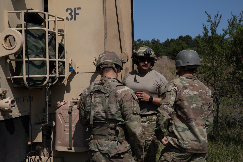 B Battery, 1st Battalion, 201st Field Artillery Regiment reacts to contact and shoots illumination rounds during Northern Strike 2024